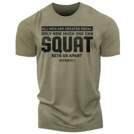 Gymish Lifestyle Workout Mens Shirt, Squat Sets US Apart, Lifting Gift T-Shirt (SM, Squat Sets US Apart Military Green)