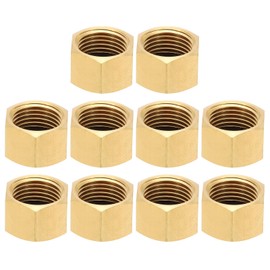 PATIKIL 1/2" NPT Female Brass Pipe Fitting Cap Set, 10Pcs Outer Hex Thread Socket Plug Ends Sealing Cap Stop Valve Connector with Rubber Gasket for Faucets Tap Irrigation System