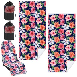 Hahafelt 1 Pack Car Seat Towel Covers with Storage Bag Seat Post Workout Sweat Washable Cover Non Slip for Car Towel for Dog Pet Workout Outdoor Sport Activities (Summer Flower Hibiscus)