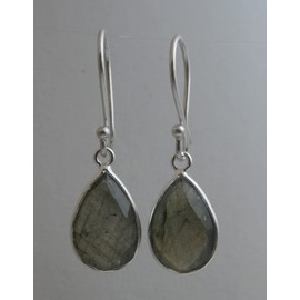 Labradorit Tropfenform Sterling Silber Ohrringe - Natürlicher Edelstein - Geburtstagsgeschenk - Weihnachtsgeschenk - Handgefertigte Geschenkideen für Frauen (Labradorit)