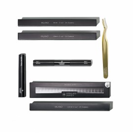 ANNA KEY LASHES Starter Kit - DIY Lash Extensions | Wiederverwendbare Wimpern, Bond & Seal, Remover & Pinzette Gold | Professioneller Look zu Hause | bis zu 8 Anwendungen, Milano (schwarz)