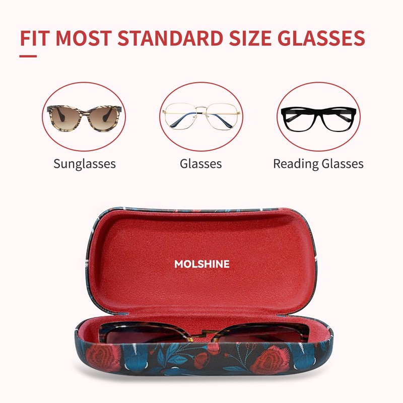 molshine Hard Shell Sunglasses Case, Classic Large Glasses Case for