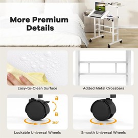 Small Standing Desk with Wheels, Mobile Stand Up Desk, Portable Standing Table on Wheels for Walking Pad, Rolling Tall Computer Table Adjustable Height for Home Office School