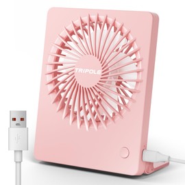 TriPole Mini Desk Fan USB Powered Portable Fan Small Personal Fan 3 Speeds Strong Airflow Table Fan for Travel Home Office Bedroom Desktop, 3.3ft Cable (No Battery, Pink)