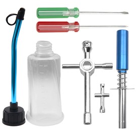 Vgoohobby Cross Wrenches Sleeve Glow Plug Ignitor Engine Starter Tool Set RC Fuel Tank,0#+ 1#- Slot Screwdriver Compatible with 1/8 1/10 Traxxas Redcat HSP HPI Nitro RC Car