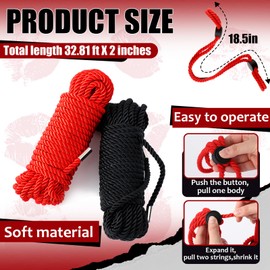Tisancy 4 Pcs Multifunctional Craft Cord Kit with 2 Soft Silk Macrame Cords and 2 Adjustable Nylon Bracelets, 32.81 ft Twisted Trim Cord for DIY Crafts and Home Decoration(Black, Red)