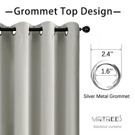 MRTREES Kitchen Blackout Tier Curtains, Short Cafe Curtains Room Darkening, Triple Weave Small Bathroom Window Curtain Tiers Grommet Top Half Window Curtain Treatment(2 Panels, 42x36 Inches, Grey)