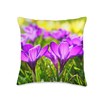 Vibrant Purple Crocus Blooms Throw Pillow