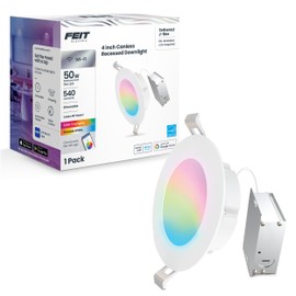 Feit Electric 4 Inch Smart Recessed Light Canless Jbox, Color Changing and Tunable White, 2.4GHz WiFi Retrofit LED Downlight, Dimmable, LEDR4XT/RGBW/CA/AG