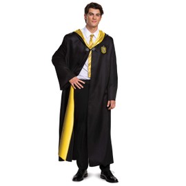 Disguise unisex adult Hufflepuff Costume Outerwear, Black & Yellow, XL 42-46 US