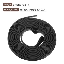 sourcing map sourcing map U Channel Edge Trim, 9.8ft Length Rubber Guard Seal Strip Edge Protector Flat Type Fit for 0.5-1mm Edge, (5/32" W x 43/64" H) Black