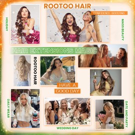 Clip in Hair Extensions, 6 Pcs Long Wavy Curly Clip on Hair Extensions for Women 20 Inch Synthetic Hairpieces for Daily Wear Party Wedding (Chestnut Brown)