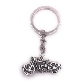 H-Customs Chopper Motorcycle Small Keyring Pendant Silver Metal