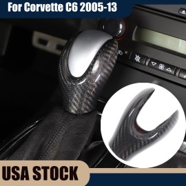 autopart2021 Real Carbon Fiber Car Gear Shift Knob Cover Head Trim For Corvette C6 2005-13 US