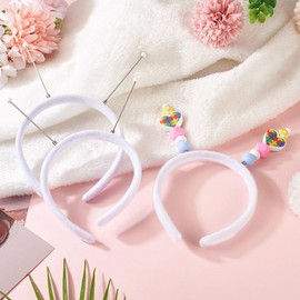 FASHEWELRY 5Pcs Plastic Headbands for Women Beadable Alien Headband Making White