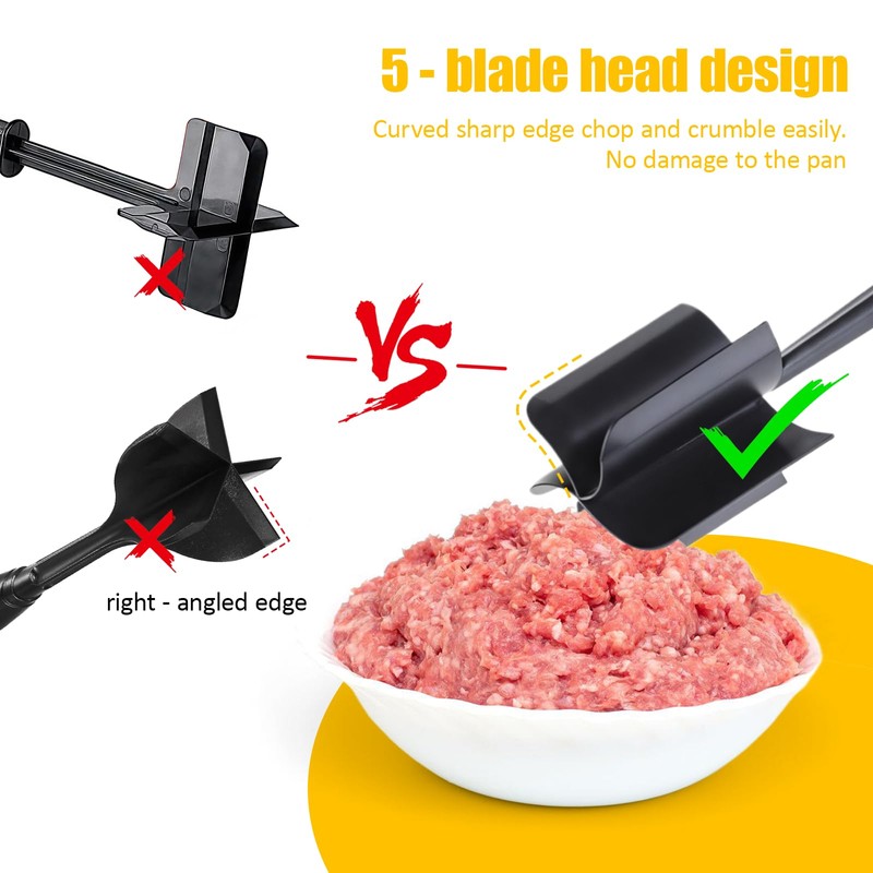 5-Blade Meat Chopper & Masher – Multi-Purpose Kitchen Tool for