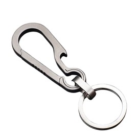 [Belfore] [Made of TC4 Titanium Alloy] Carabiner Keychain, Lightweight, Strong, Rustproof Keyring, Hook, Car, Bicycle, Keys, Bike Belt (Type 1), Silver