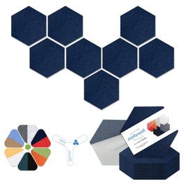 Mollywell Hexagon Acoustic Panels, High Density, Soundproofing, Decorative Noise Reduction Felt Wall Tiles for Ceilings, Home Office & Gaming Room (Deep Blue), 12x10x0.4 Inch