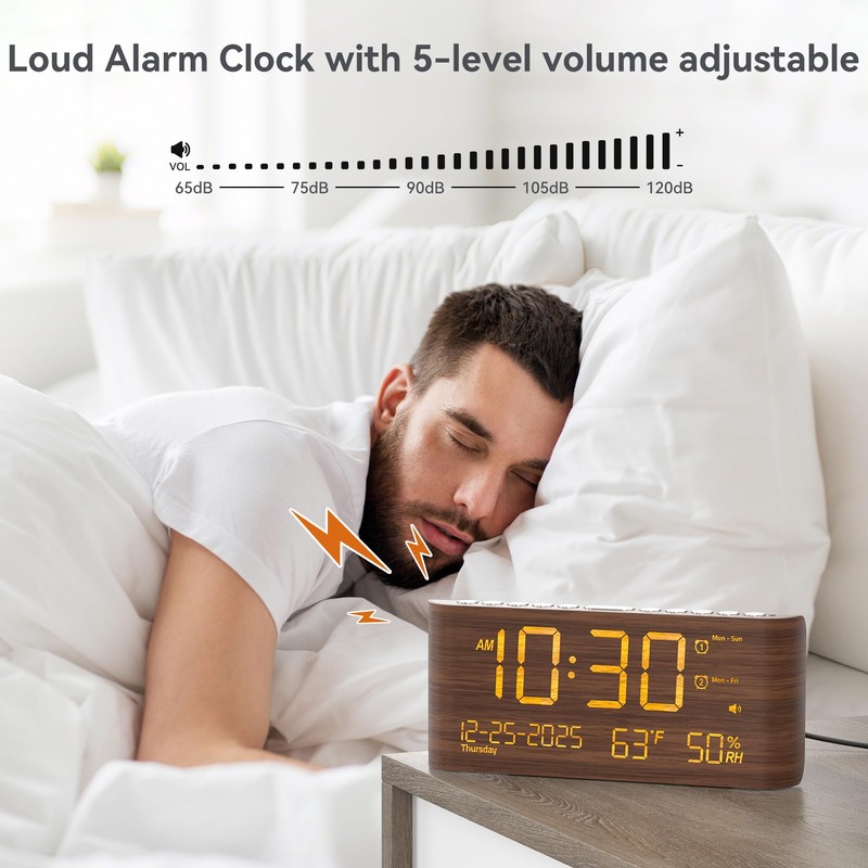 Mesqool Digital Alarm Clock with Temperature & Humidity