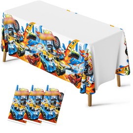 Sidesea Table Cloth Party, 3Pack 180 * 108cm Hot Car Table Cloth Party Waterproof Cartoon Party Tablecloth Rectangular Plastic Birthday Table Cover for Kids Party Decorations
