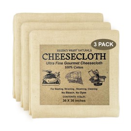 Regency Wraps 100% Cotton Ultra Fine Natural Cheese Cloth, 27 sq.ft 36" X36" 3 pcs,Food Grade for Basting Turkey, Canning, Straining, Cheesemaking