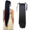Wig Ponytail Extensions Female Drawstring Long Fake Straight Black Hair Bandage Style 85cm Synthetic Heat Resistant Hairpiece
