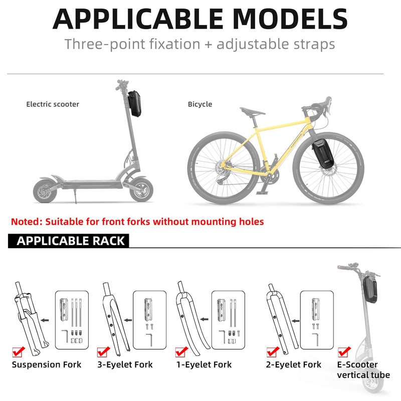 Rhinowalk Scooter Bag Quick Release Handlebar Bag Waterproof Front Storage