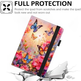 Pudiceva Universal 10 10.1 Inch Android Tablet Case,Slim Folding Stand Cover for All 9"-10.5" Touchscreen Tablet Case with Stylus Pen Holder,Butterfly 05