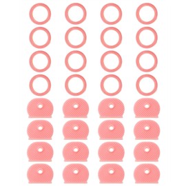 Mini Skater 32 Pcs Plastic Key Caps Covers & Round Identifier Set - Work Toppers for Small Regular Flat House Keys Organization (Pink)