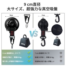 roseddy Suction Cup Hooks, Strong Car Side Tarp, Suction Cup, Camping Tarp, Suction Cup Diameter, 3.5 inches (9 cm), Load Capacity, 66.1 lbs (30 kg), Fixed Hook, For Tarps, Cars, Side Awning, Sunshade, Cars, For Coupling, Carside, Tent, Mounting, Cabin, Large Suction Cup, Strong Hook, Wall Hook, Black, Pack of 2