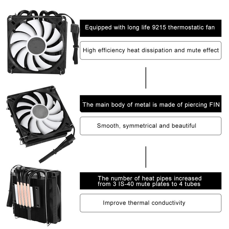 For ID-COOLING IS-40 V3 Low Noise CPU Cooler CPU Fan