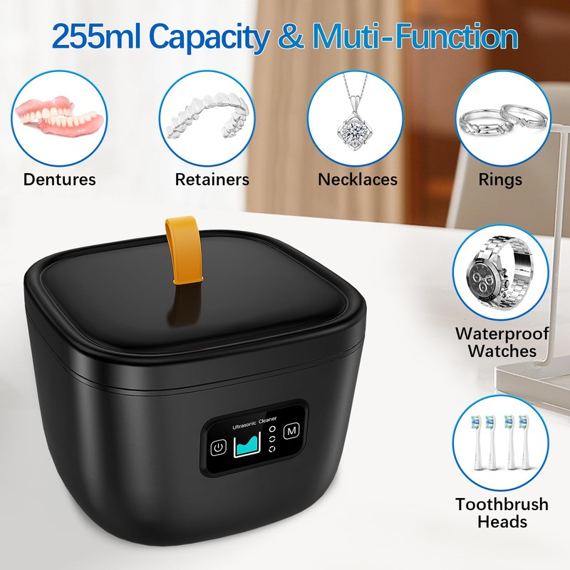Retainer Cleaner Machine - Raccomb 45kHz LED Light Cleaner for