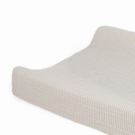 Little Unicorn 100% Certified Organic Changing Pad Cover | Extra Soft & Breathable Muslin Fabric - Sand Stripe