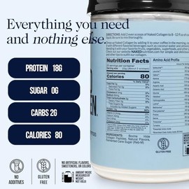 NAKED Vanilla Collagen Peptides Protein Powder, 25 Servings, Pasture-Raised, Grass-Fed Hydrolyzed Collagen Supplement, Paleo Friendly, Non-GMO, Keto, 