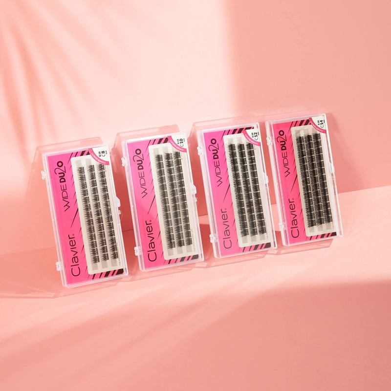 Clavier False Eyelashes in Clusters, Wide Trouble Volume, Eyelashes in