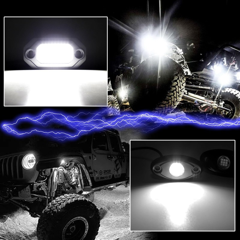 12 Pods Pure White Rock Lights for Trucks 6500K Super