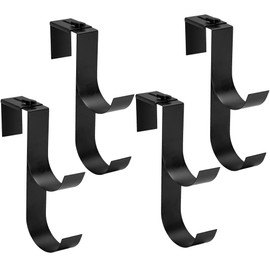 codree 4 Pcs Adjustable Pool Fence Hooks for Pool Equipment, Black Heavy Duty Fence Hooks for Pool Poles, Slipe-on Fence Hanger for Pool Hose Pool Skimmer, Fits 1.4 Inch to 3 Inch Railing