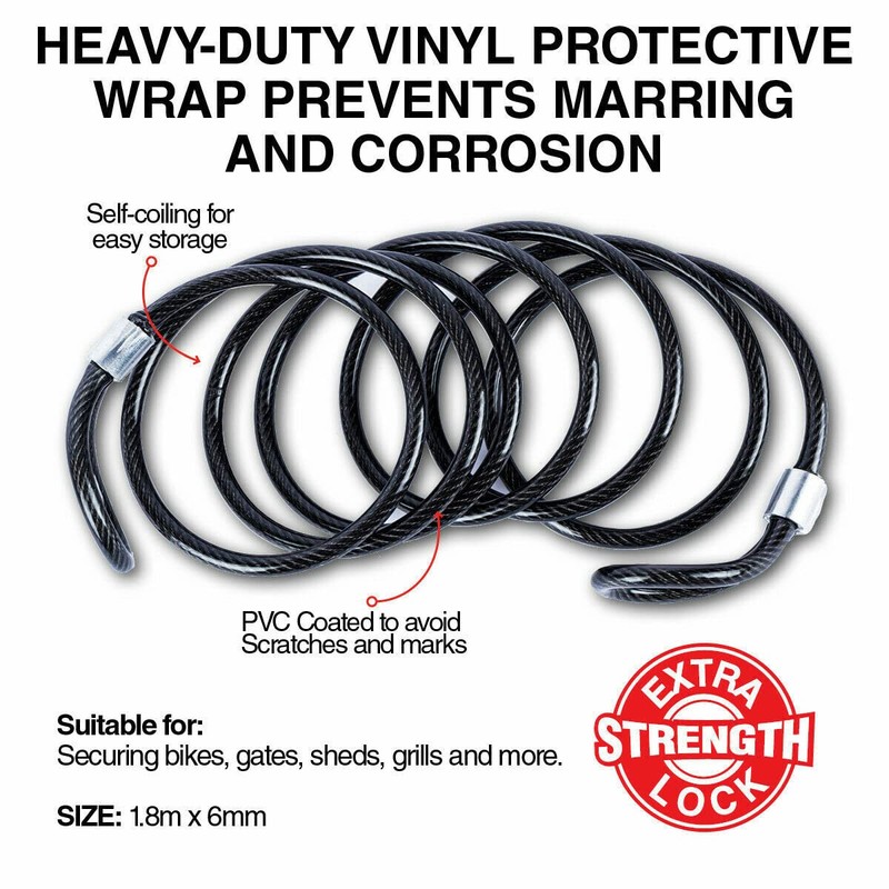 [2PCE] Handy Hardware Steel Security Cable, Heavy-Duty Theft Protection for