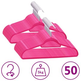 FAMIROSA 50 pcs Clothes Hanger Set Anti-Slip Pink Velvet,4.35 KG,289924