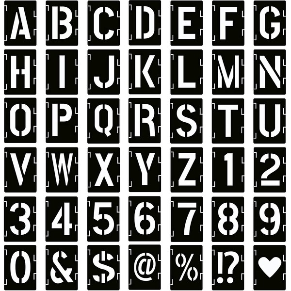42 Pieces Plastic Connectable Stencils Set Letters Numbers Sign Stencils Reusable Alphabet Painting Template for Painting on Wall Home Decor DIY and Crafts (3 Inches)