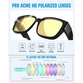Pro Acme Polarised Men's Sunglasses, Oversized Space Over Glasses Shades for Men Women Wrap Around UV Protection, A5-Black|Yellow
