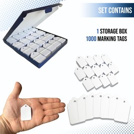 EasyTwelve - 1000 Pieces Unstrung Price Tags for Clothes 1.75 x 1.093 inches, Hang Tags Labels for Clothing, Retail, Sale, Tagging Gun Refill