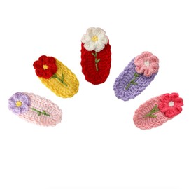 Crochet Knitted Hair Clips for Girls Children's Day Birthday Christmas Gifts Hair Accessories Clips Strong Hold Jaw Clamp for Thick Thin Hair Makeup Application (Small Flowers)