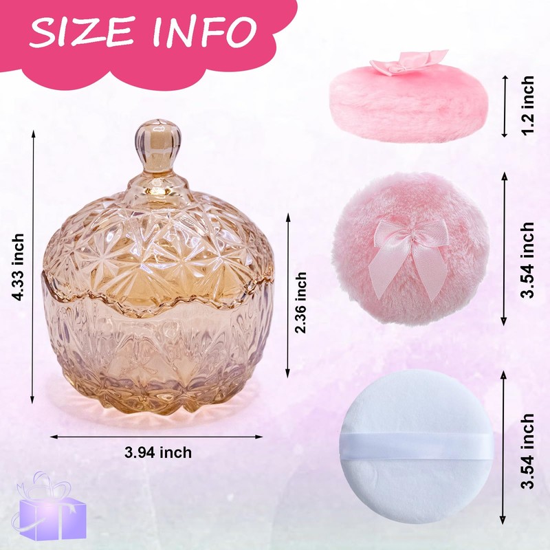 Qopoto 5 Pieces Large Body Powder Puff and Powder Container,