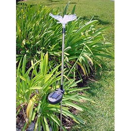 Ntertainment House Solar Garden Stake Lights with Color Changing LED or Regular White LED Landscape Path Lights (Set of 2) (Butterfly)