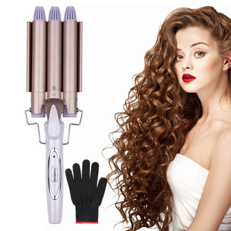 Hair Curling Iron 3-Barrel 22mm Egg Roll Hair Curler Hair