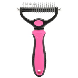 Pet Undercoat Rake Double Sided Knots Removal Grooming Massage Dog Deshedding Brush for Puppy Cat L Pink