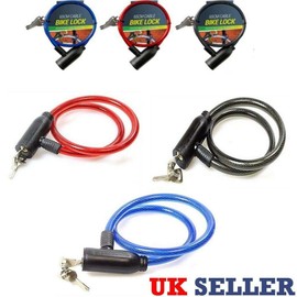 Paulstore Steel spiral cable bicycle bike lock 2 keys cycle chain PVC non scrachable sleve (Blue)