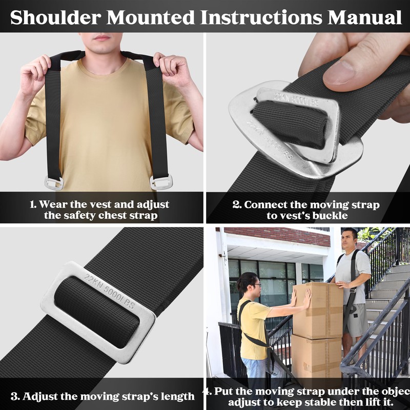 DEYACE Moving Straps 2-Person Lifting Straps for Moving Furniture, Appliances,