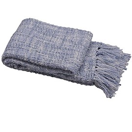 Home Soft Things Throw Blanket Woven Naga Throw, 50" x 60", Ashley Blue
